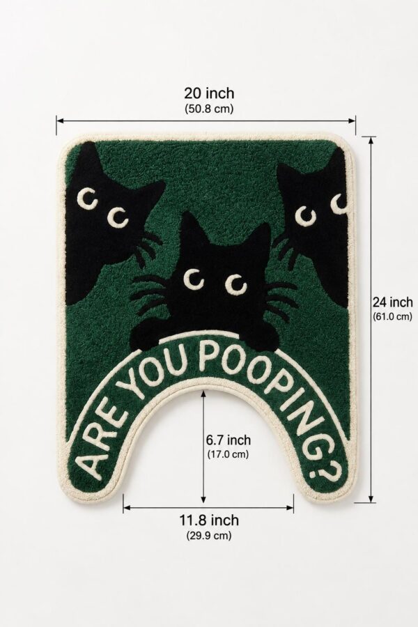 etsy-4580826901-04 Funny Cat Bathroom Rug, Black Cat Toilet Mat, Polyester Tufted (24x20 in)