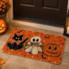 etsy-4591750355-04 Halloween Cat Ghost Pumpkin Doormat, 17x29 Inch, Non-Slip, Stain Resistant