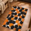 etsy-4593560033-01 Pumpkin Cat Halloween Area Rug, Black Orange Velvet, Non-Slip (2x3 Foot)