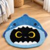 Shark Cat Bath Rug, Soft Tufted Microfiber, Non-Slip Rubber Backing (24x20 in)