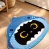Shark Cat Bath Rug, Soft Tufted Microfiber, Non-Slip Rubber Backing (24x20 in)