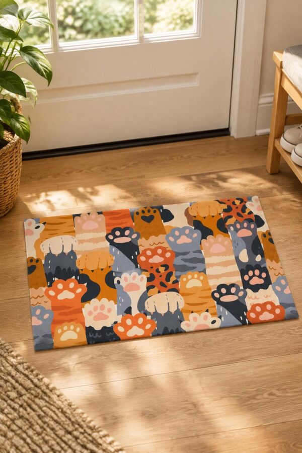 Cat Paw Print Doormat, Indoor Outdoor Non-Slip Entrance Mat (17x30 Inch)