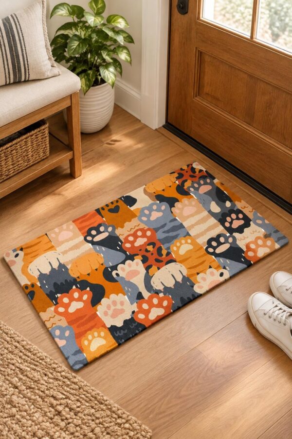 Cat Paw Print Doormat, Indoor Outdoor Non-Slip Entrance Mat (17x30 Inch)