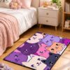 etsy-4593824548-01 Purple Cartoon Cat Rug, Polyester Area Carpet for Bedroom (2.5x4 Feet)