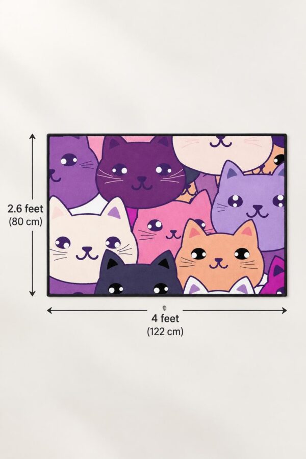 etsy-4593824548-03 Purple Cartoon Cat Rug, Polyester Area Carpet for Bedroom (2.5x4 Feet)