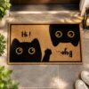 etsy-4593827516-01 Cat Door Mat, 18x30in Faux Coco Coir, Non-Slip PVC Backing, Botanical Design