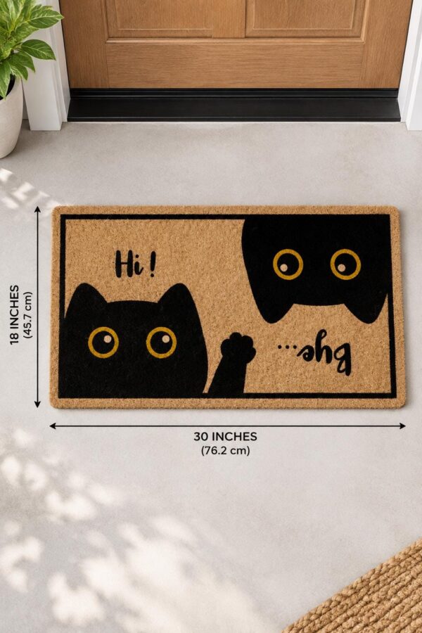 etsy-4593827516-03 Cat Door Mat, 18x30in Faux Coco Coir, Non-Slip PVC Backing, Botanical Design