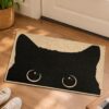 etsy-4594211060-01 Black Cat Door Mat, Microfiber Welcome Rug (17x30 Inch)