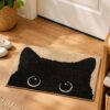 etsy-4594211060-04 Black Cat Door Mat, Microfiber Welcome Rug (17x30 Inch)