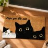 etsy-4594214230-01 Black Cat Faux Coir Doormat, Non-Slip Absorbent Entryway Mat (30x17)