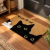 etsy-4594214230-02 Black Cat Faux Coir Doormat, Non-Slip Absorbent Entryway Mat (30x17)