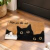 etsy-4594214230-03 Black Cat Faux Coir Doormat, Non-Slip Absorbent Entryway Mat (30x17)