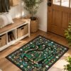 etsy-4594893543-02 Washable Boho Floral Cat Doormat, 2x3 Beige Area Rug