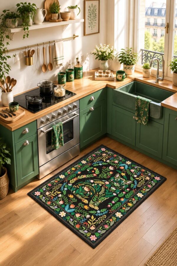 etsy-4594893543-03 Washable Boho Floral Cat Doormat, 2x3 Beige Area Rug