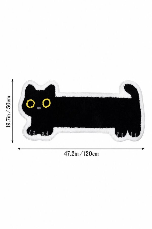 etsy-4594909141-03 Black Cat Bath Mat, Tufted TPR, Machine Washable, Non-Slip (47 x 20 in)