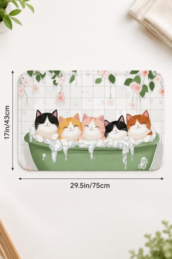 Diatomaceous Earth Bathroom Rug, 17x29.5 Inch, Quick Dry, Non-Slip, Pink Cat Design