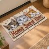 Home Sweet Home Cat Door Mat, 17x29.5in, Machine Washable Indoor Rug