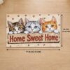 Home Sweet Home Cat Door Mat, 17x29.5in, Machine Washable Indoor Rug