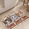 Home Sweet Home Cat Door Mat, 17x29.5in, Machine Washable Indoor Rug