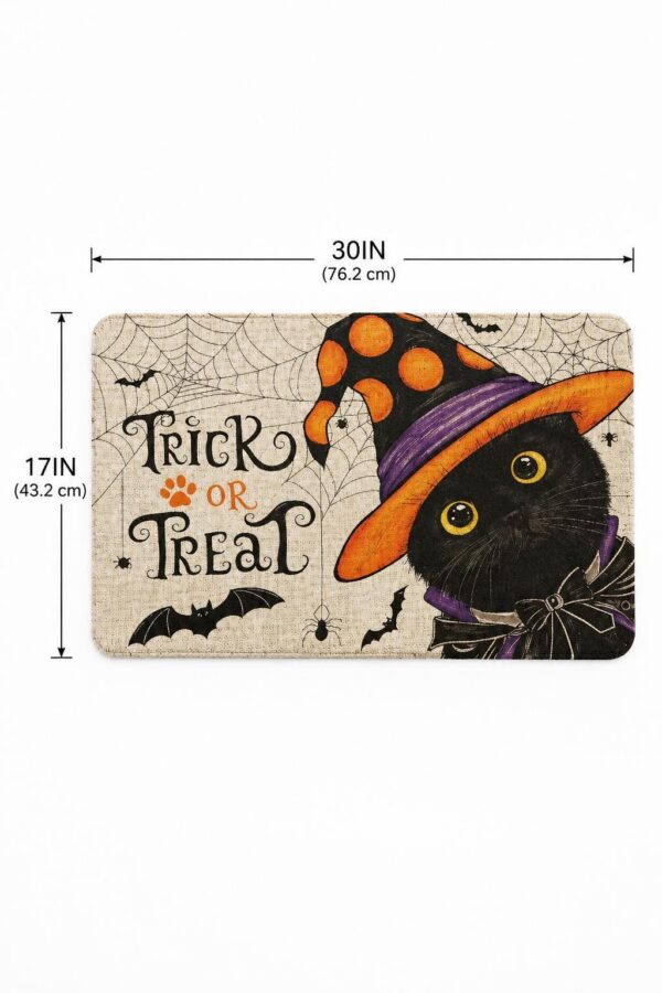 etsy-4595081782-04 Halloween Cat Witch Door Mat, Linen, Non-Slip, Washable (30x17 Inch)