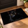 Black Cat Indoor Door Mat, 29.5x17in, Non-Slip PVC Floor Rug
