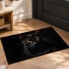 Black Cat Indoor Door Mat, 29.5x17in, Non-Slip PVC Floor Rug