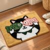 etsy-4595085474-01 Funny Cat Fish Bath Mat, 32 x 20 in Non-Slip Area Rug (Washable)