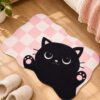 etsy-4595088888-01 Memory Foam Cat Bath Mat, Machine Washable, Non-Slip, 16 x 24 in (Pink/Black)