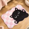 etsy-4595088888-02 Memory Foam Cat Bath Mat, Machine Washable, Non-Slip, 16 x 24 in (Pink/Black)