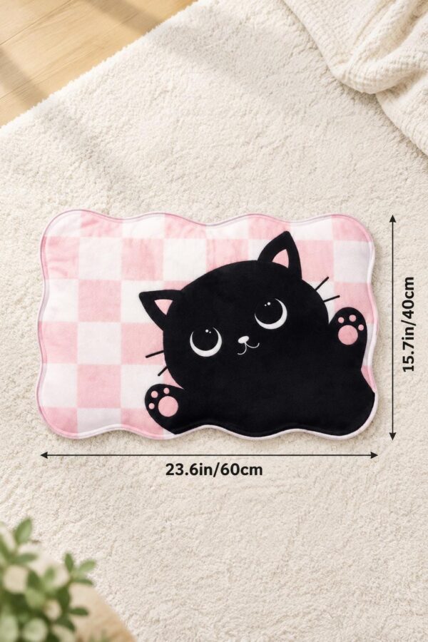 etsy-4595088888-03 Memory Foam Cat Bath Mat, Machine Washable, Non-Slip, 16 x 24 in (Pink/Black)