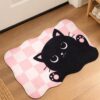 etsy-4595088888-04 Memory Foam Cat Bath Mat, Machine Washable, Non-Slip, 16 x 24 in (Pink/Black)